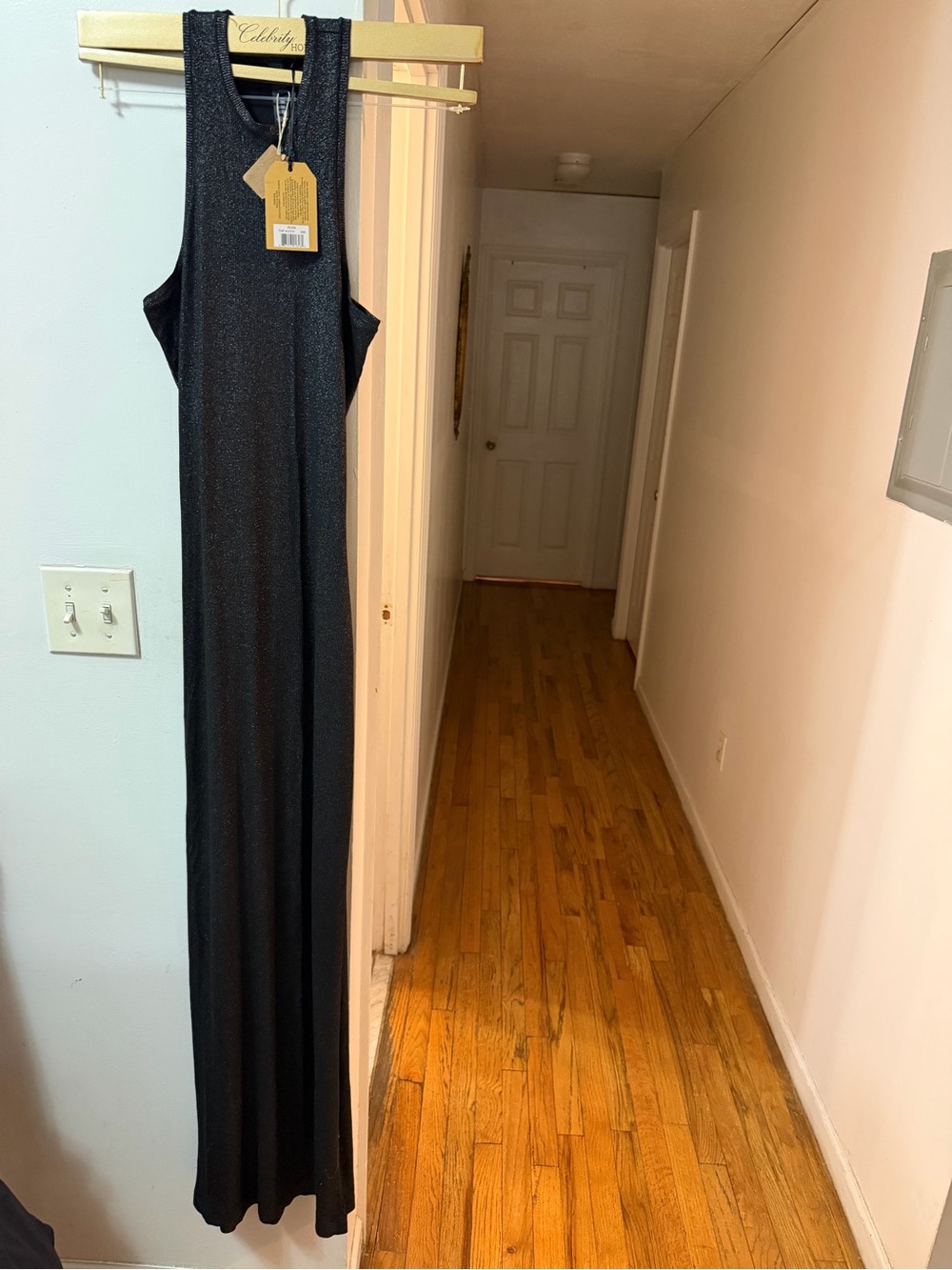 SKIMS Black Glitter Maxi Dress